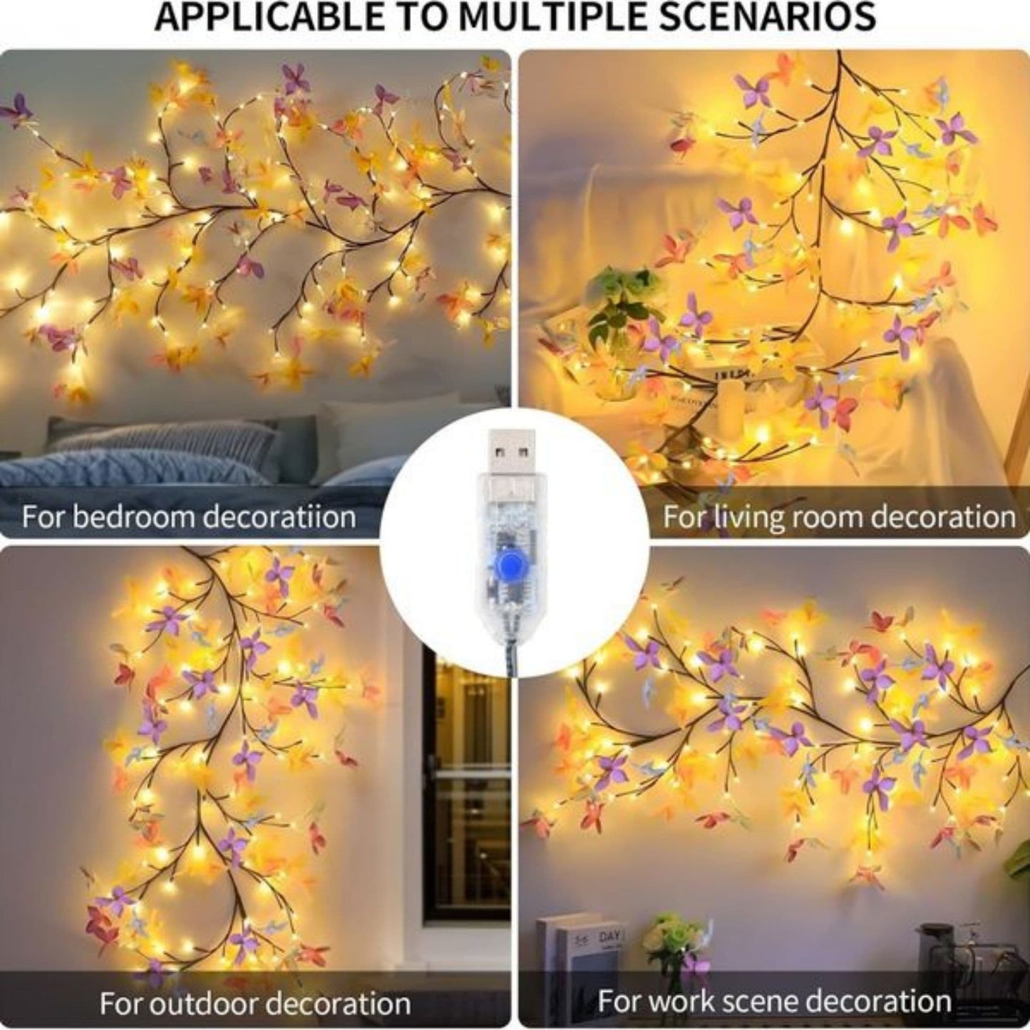 Enchanted LED Wall Lights with Remote 18 Branches Fairy String Lights for Wall Decor
