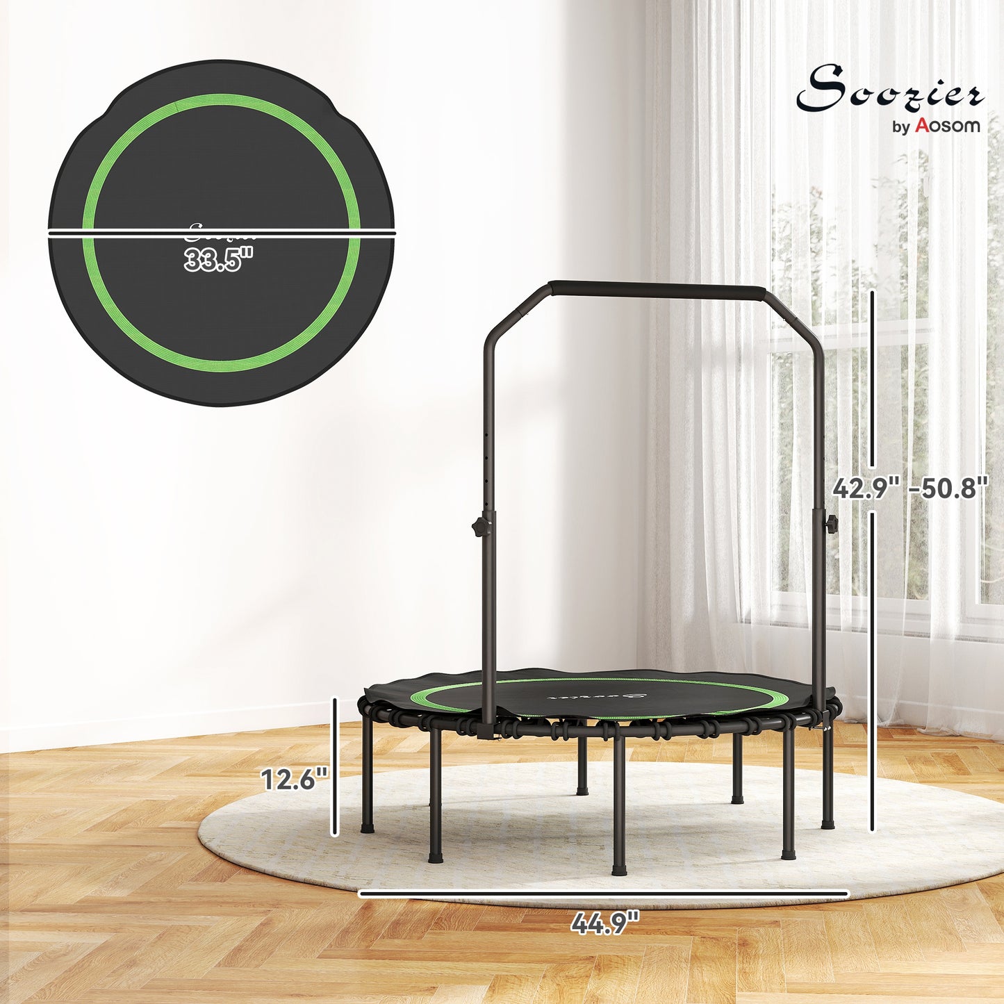 45" Foldable Rebounder Trampoline for Adults - Green