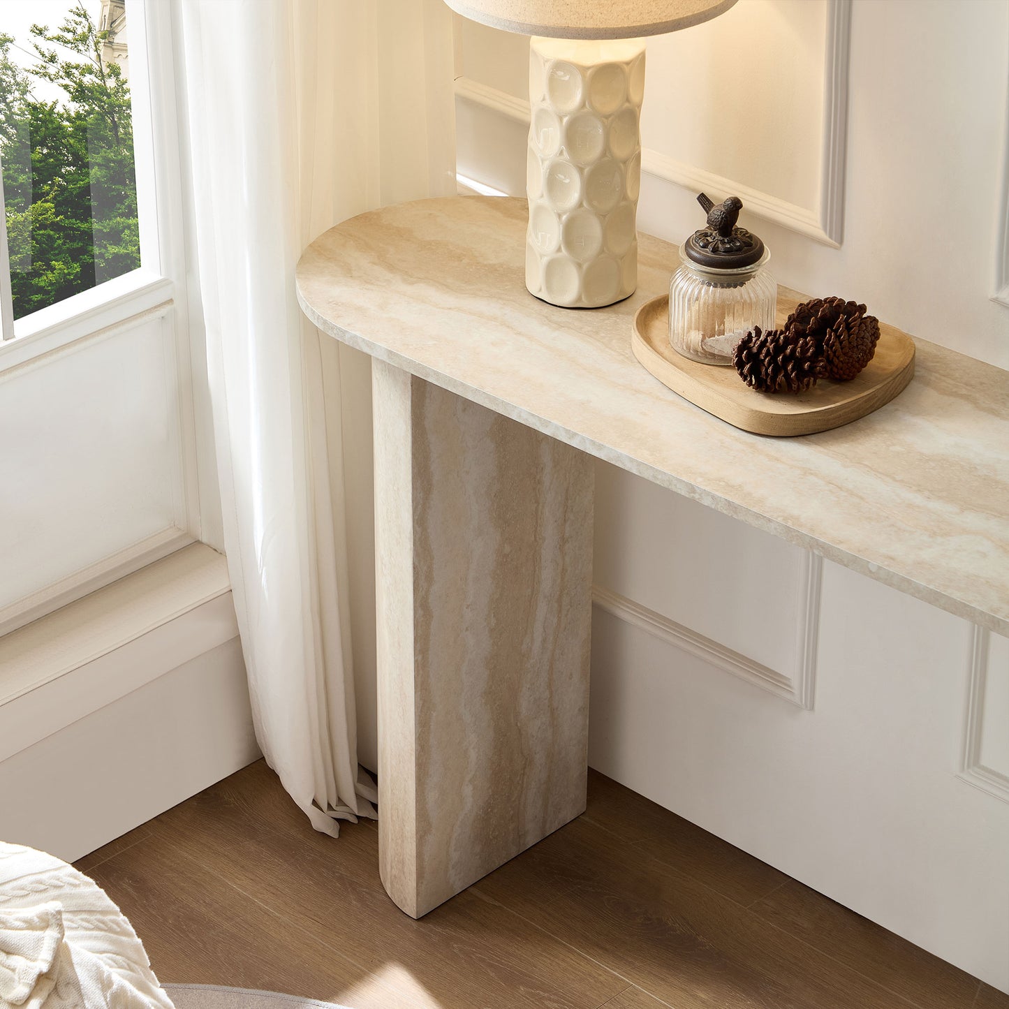 Modern Faux Marble Console Table - 55.12 Inch Entryway Table