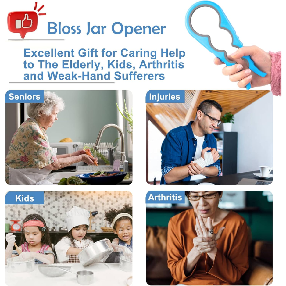 Ergonomic Jar & Bottle Opener for Seniors - Anti-Slip Gripper Tool