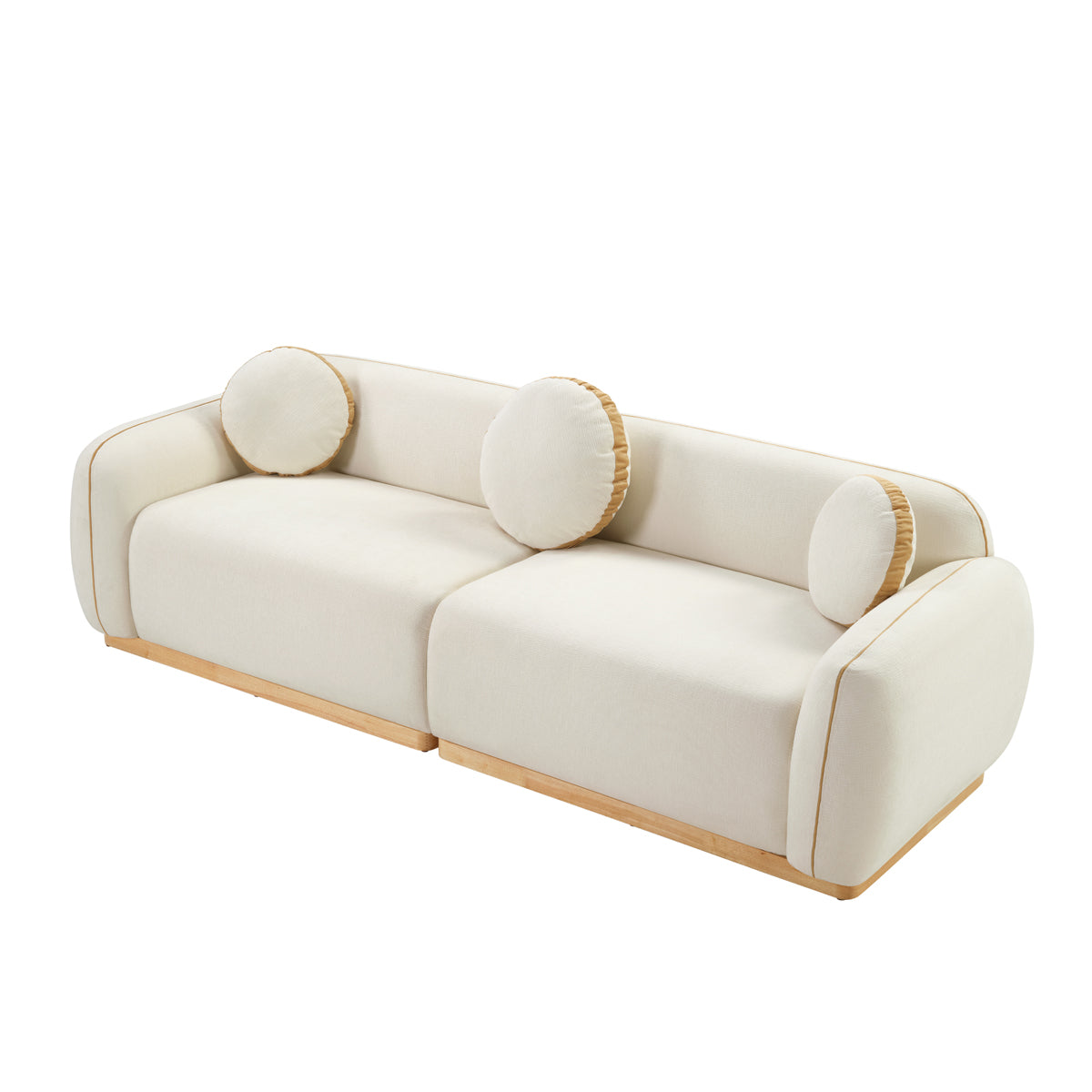 90.94 Modern Sofa Set, 3 Round Accent Pillows For Home Theater Lounge