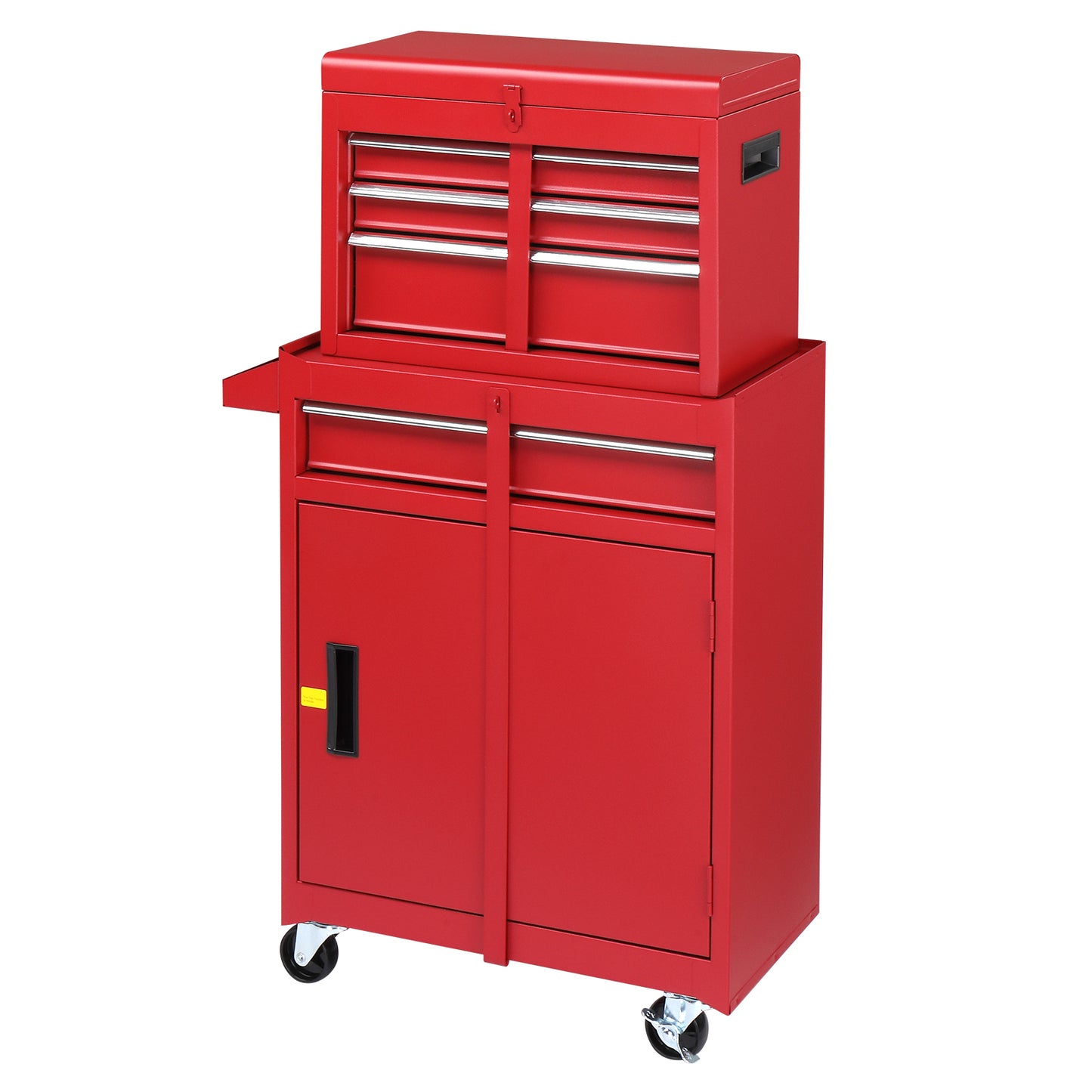 4-Drawer Steel Tool Cabinet with Lock - Heavy Duty Service Cart in Red