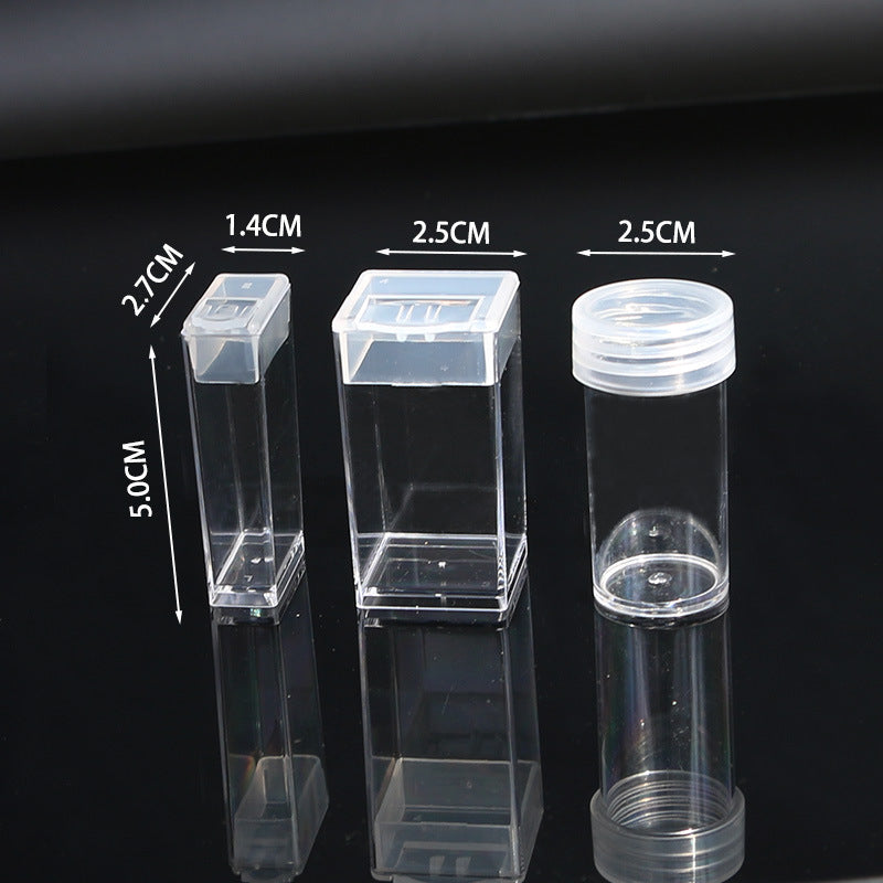 Acrylic Nail Storage Box with Beads Drill Organizer Small Square & Round Bottles