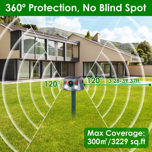 Ultrasonic Solar Animal Repeller - 6 Modes Waterproof Pest Control