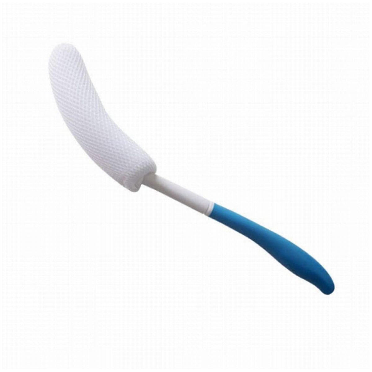 Minimalist Curved-Handle Bath Brush - Non-Slip Plastic & Sponge Blue