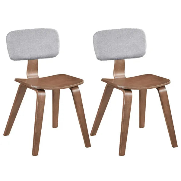 Set of 2 Grey & Walnut Dining Chairs - Plush Teddy Velvet Upholstery