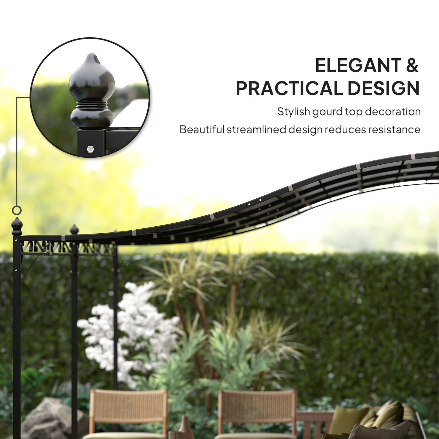 Outdoor Pergola Canopy - Metal 10x20 ft with Drainage Holes - Dark Gray