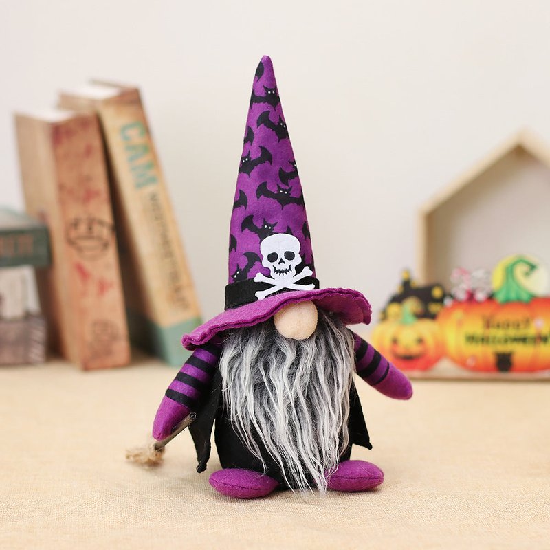 Cartoon Forest Man Doll Broom Ornament for Holiday Decor