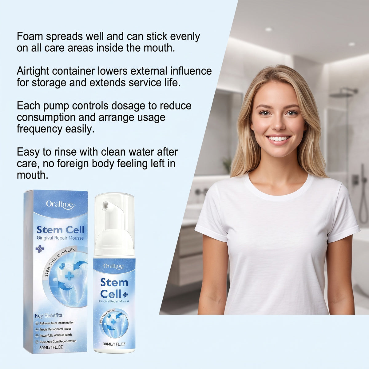 Refreshing Dental Care Mousse - 30ml Oral Hygiene Foam for Teeth & Gums