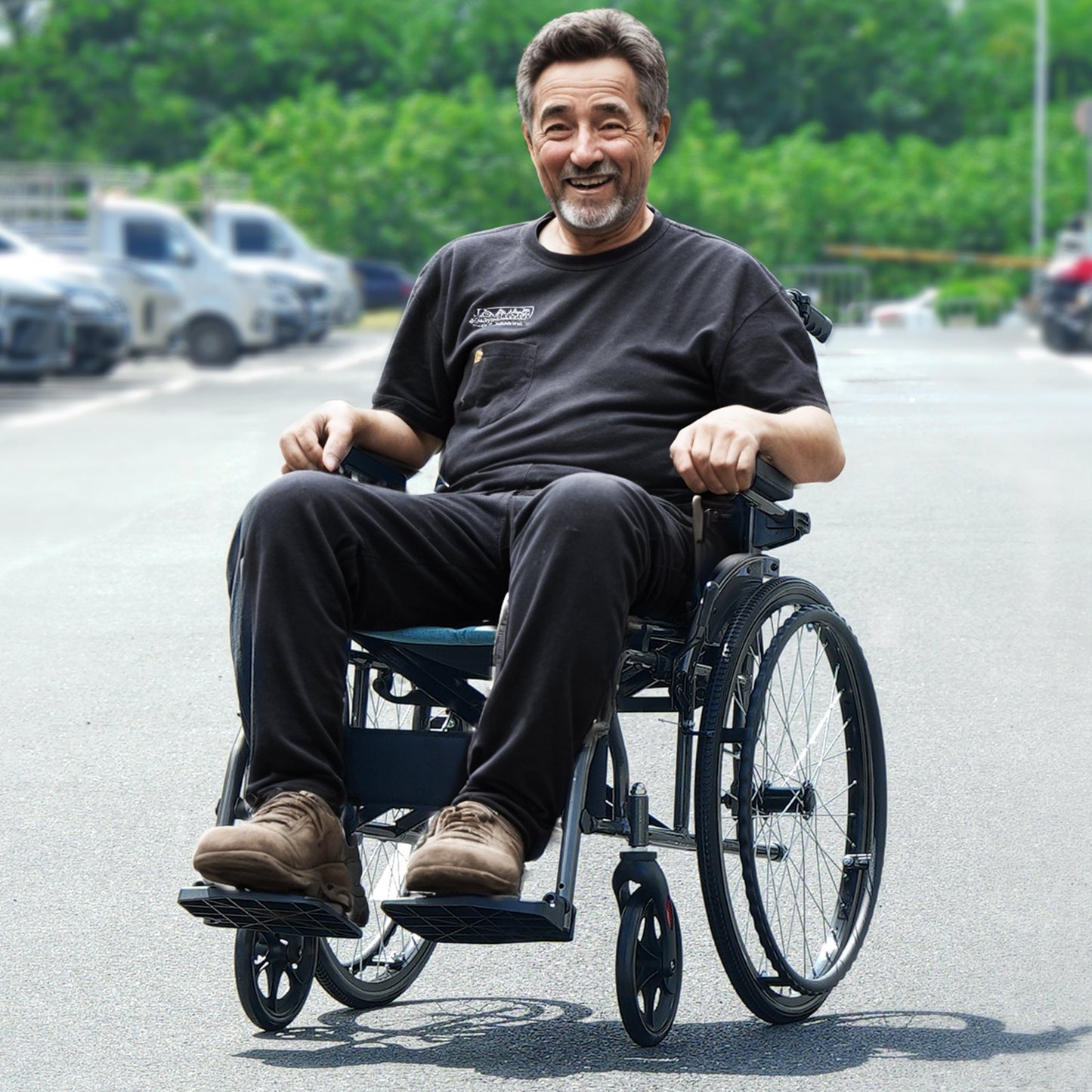 Lightweight Aluminum Wheelchair 18-In Wide Seat 250lbs with Blue Variant