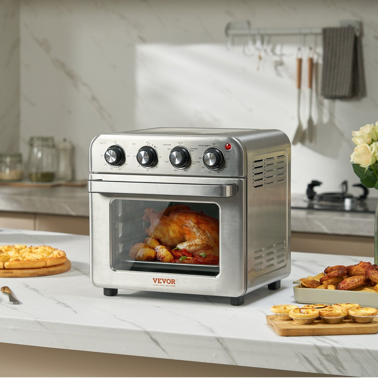 7-in-1 Air Fryer Toaster Oven 18L Convection Oven Stainless Steel