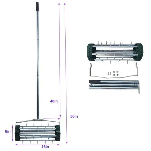 Heavy Duty Lawn Aerator with Steel Handle - Soil & Grass Maintenance Tool