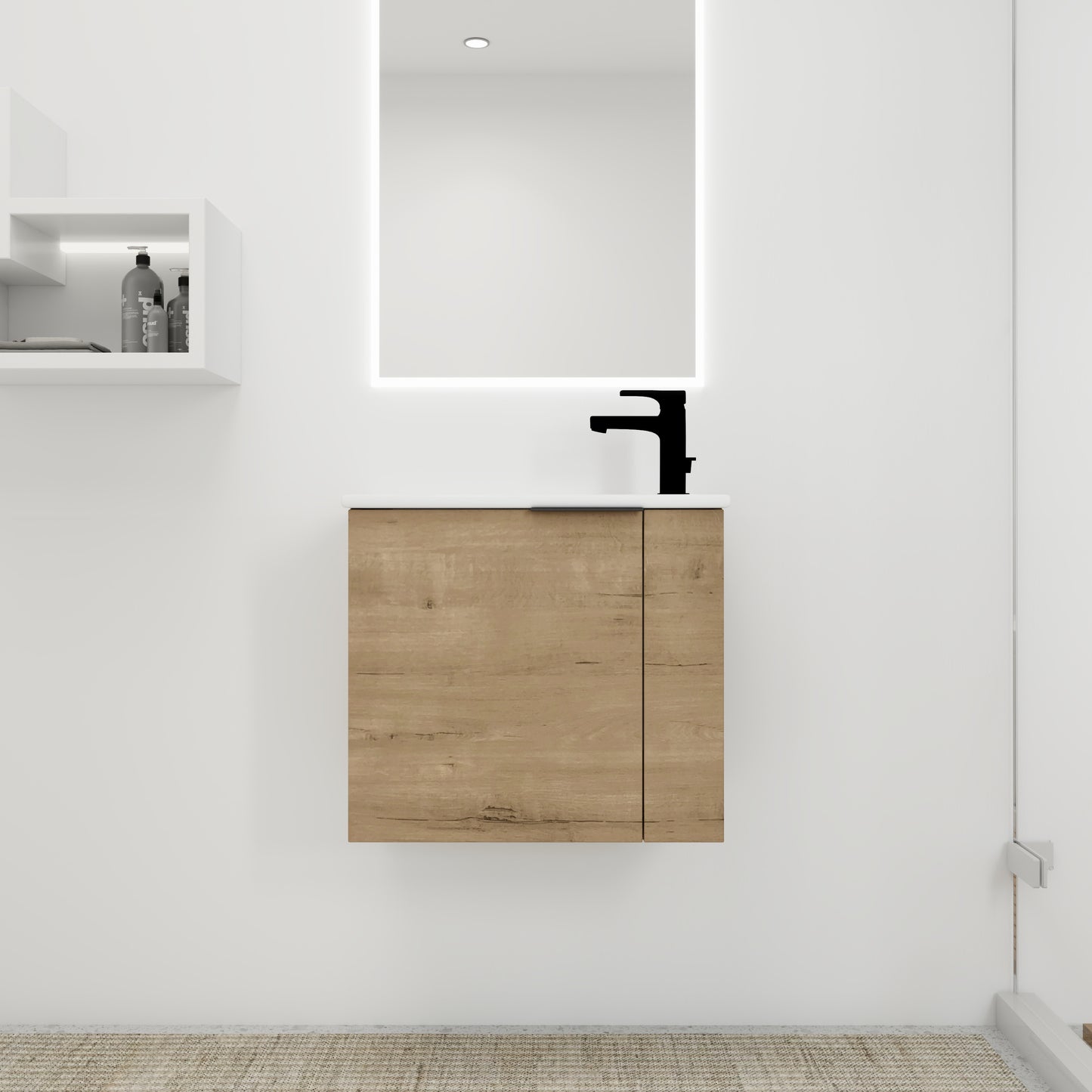Bathroom Vanity With Sink 22 Inch For Small Bathroom,Floating Soft