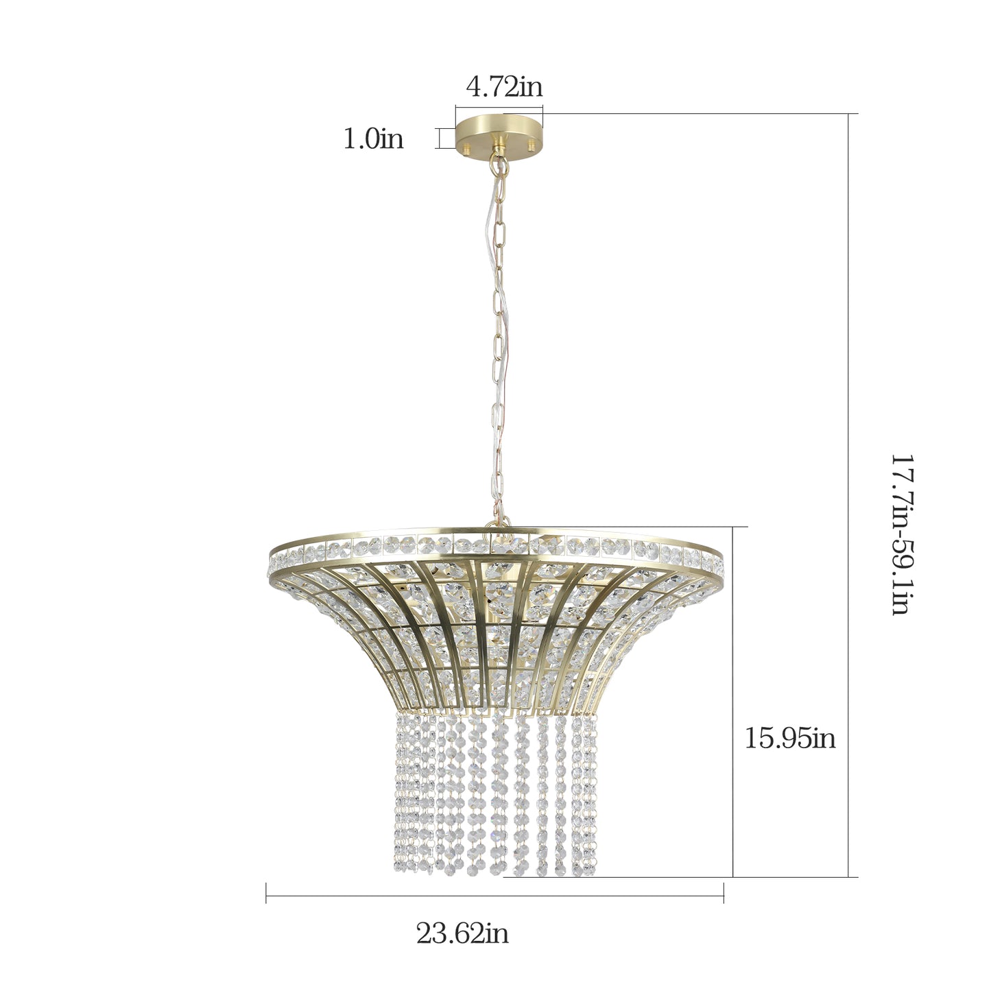 Crystal Waterfall Chandelier - 8-Light, 23.6" Wide