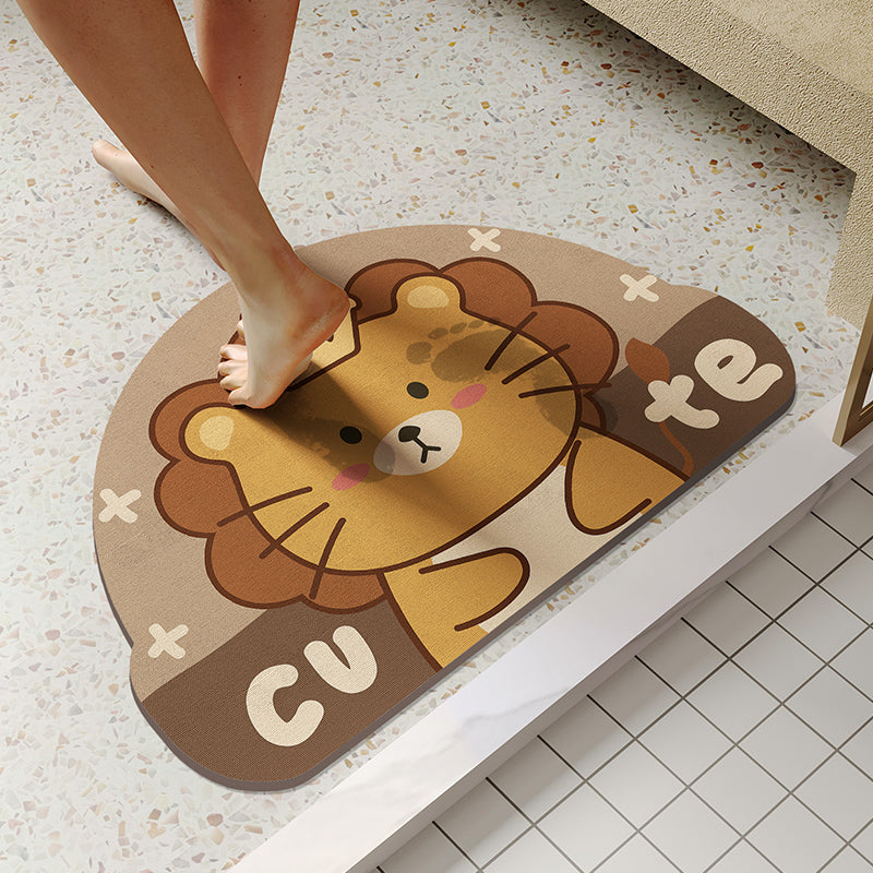 Absorbent Diatom Mud Bathroom Floor Mat - Small Size, Cartoon Design