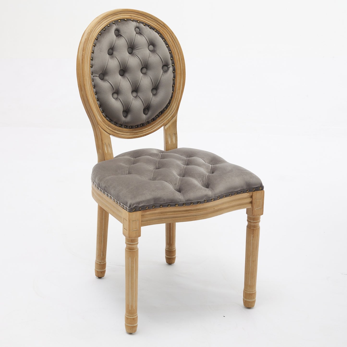 French Style Velvet Dining Chairs Set of 2 - Gray