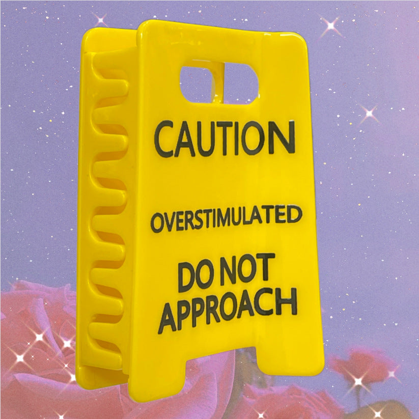 Warning Sign Hair Clip - Caution Fan-Shaped PVC Hair Accessory