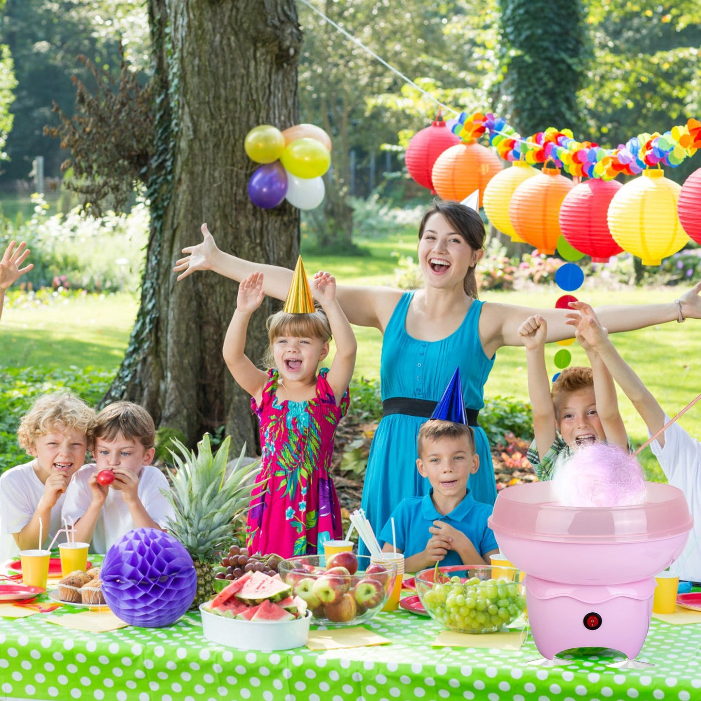 Pink Cotton Candy Maker Portable Electric Kitchen Appliance for Kids