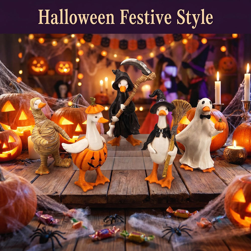 Halloween Witch and Ghost Tabletop Resin Decoration Set for Festive Home Decor