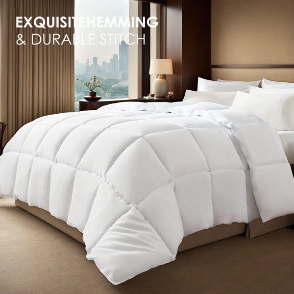 Large White Plaid Duvet Inserts - 2-Pack Soft & Comfortable