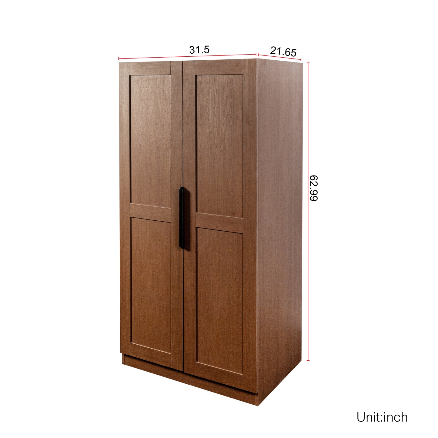 62.99in Walnut Kitchen Pantry Cabinet with Doors & Shelves