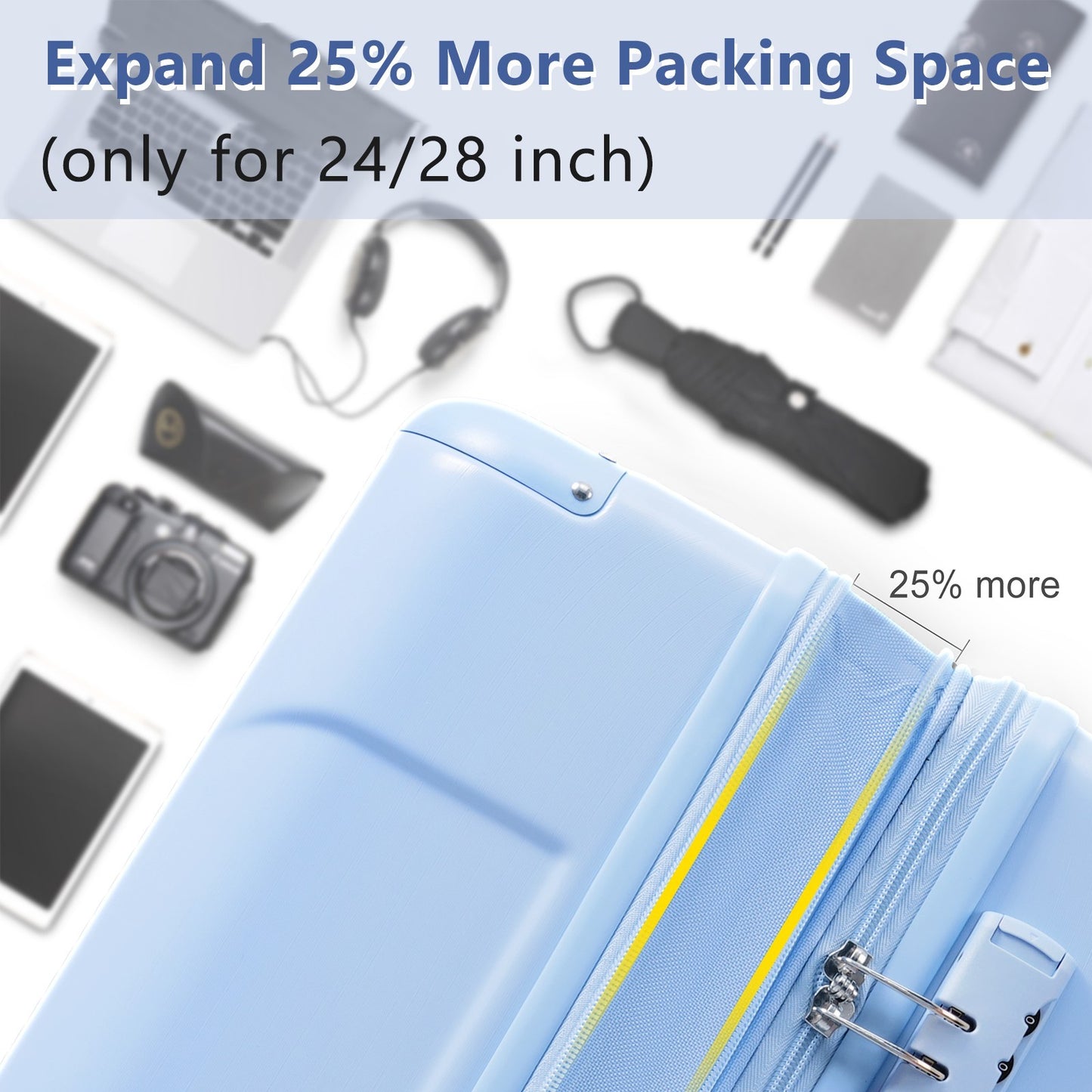 Lightweight 24-Inch Expandable Hardshell Luggage - Sky Blue