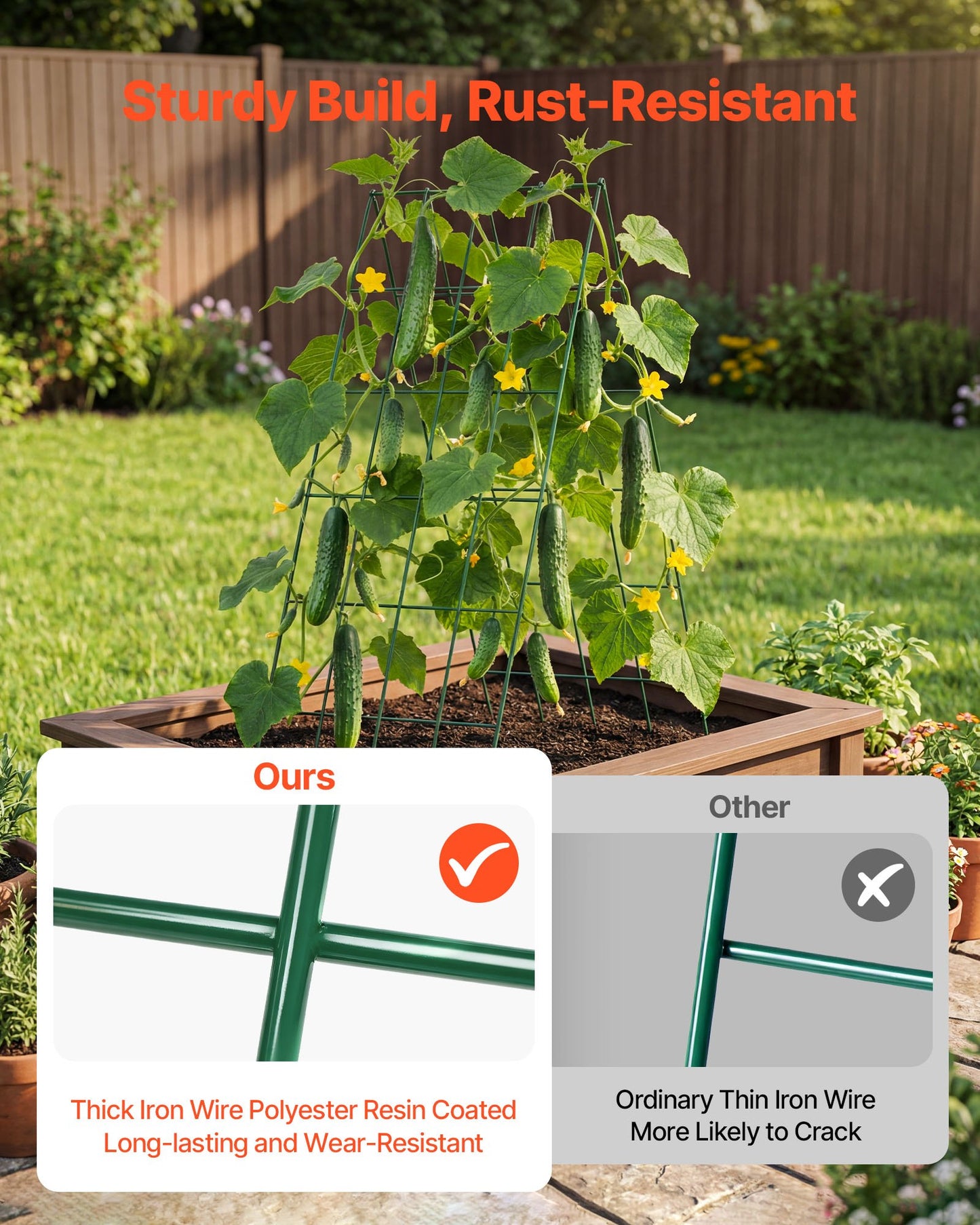 Garden Trellis 4 Pack - Rustproof Metal A-Frame Supports for Climbing Plants
