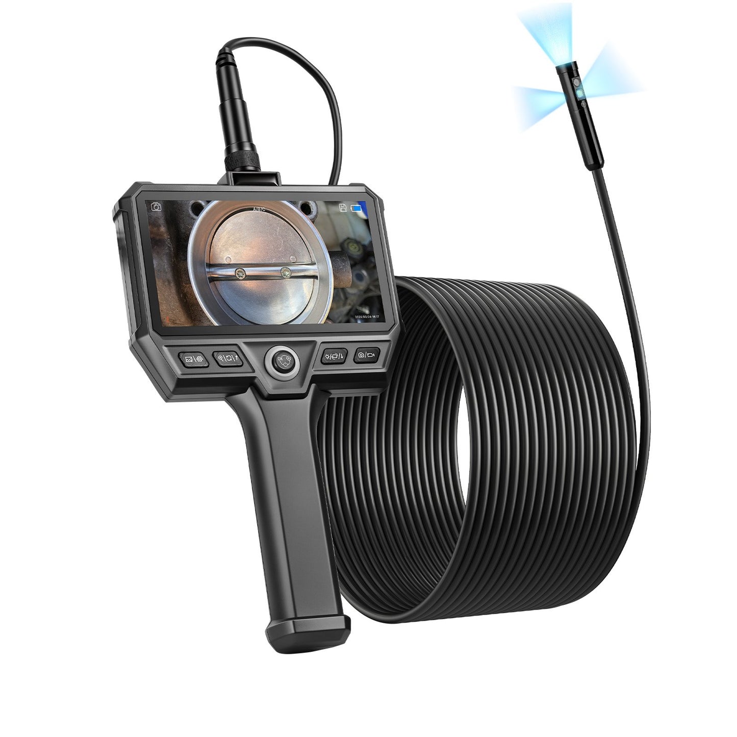 Industrial Endoscope Camera 32.8FT Rigid Borescope with HD Screen Waterproof Snake Camera