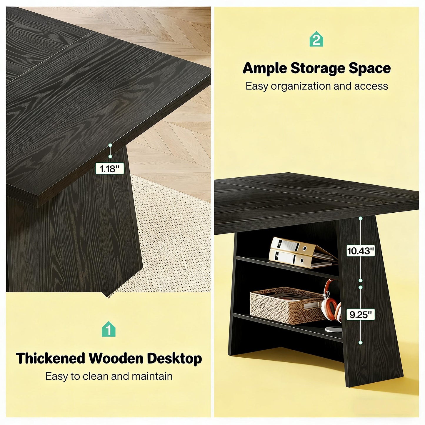 Black Executive Desk - Spacious 63" Computer Desk for Office