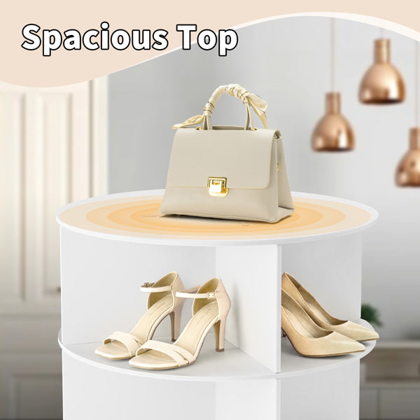 7-Tier Rotating Shoe Rack - Space-Saving White WPC Storage