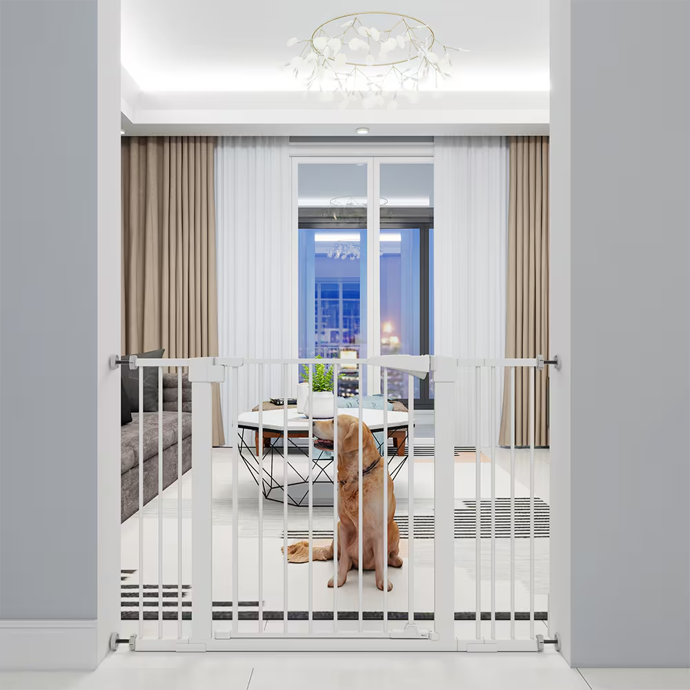 White Child Safety Gate for Baby Door Barrier with Extensions - Baby & Pet Gate