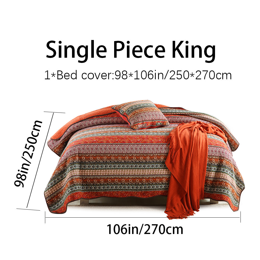 Bohemian Reversible Cotton Quilt Bedspread Set - All Season Lightweight Bedding