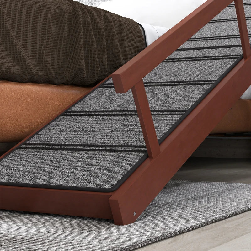 Wooden Dog Ramp with Removable Guardrails, Non-Slip Surface - Supports Up to 88 lbs