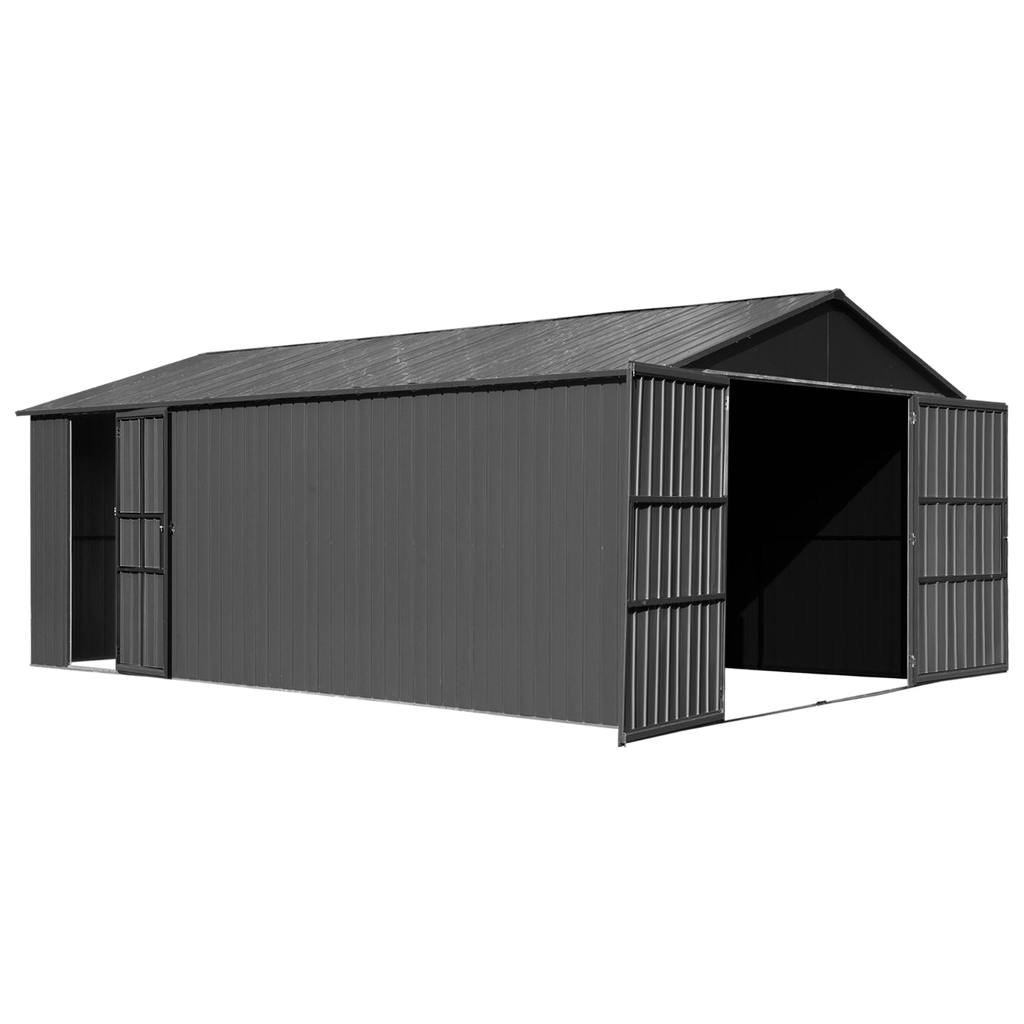 12x15FT Outdoor Metal Garage Shed, Extra Large Carport With Lockable