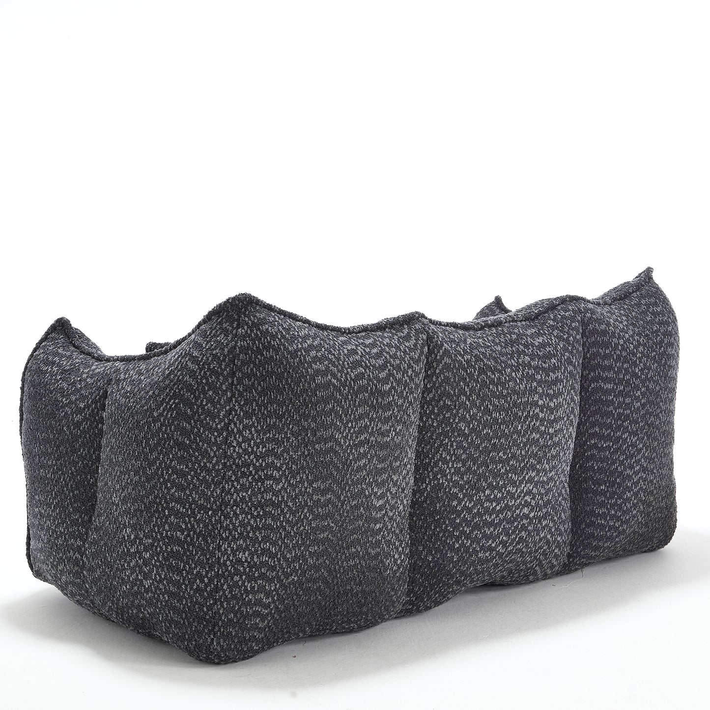 Comfortable Square Beanbag Chair for Two - Black Chenille
