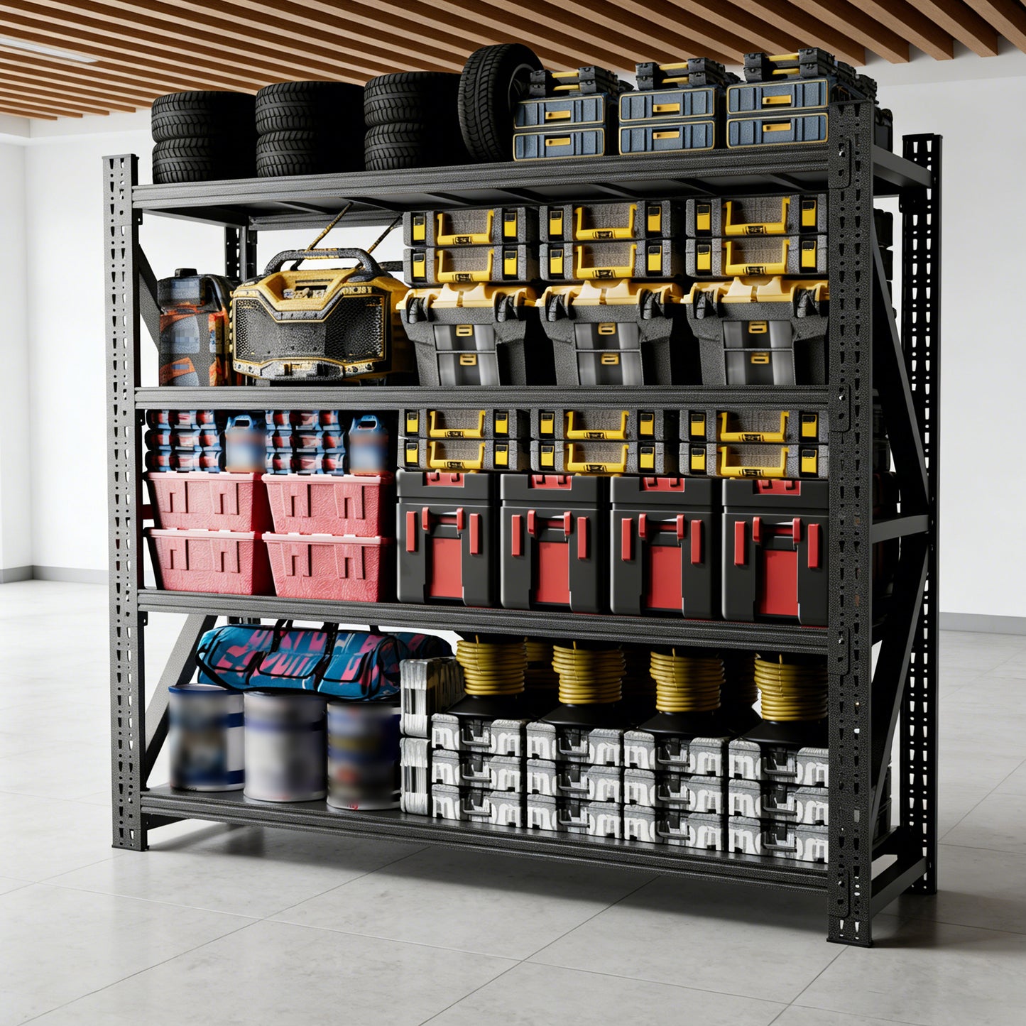 Heavy Duty Metal Adjustable Garage Shelves, 75 H X 79 W Industrial