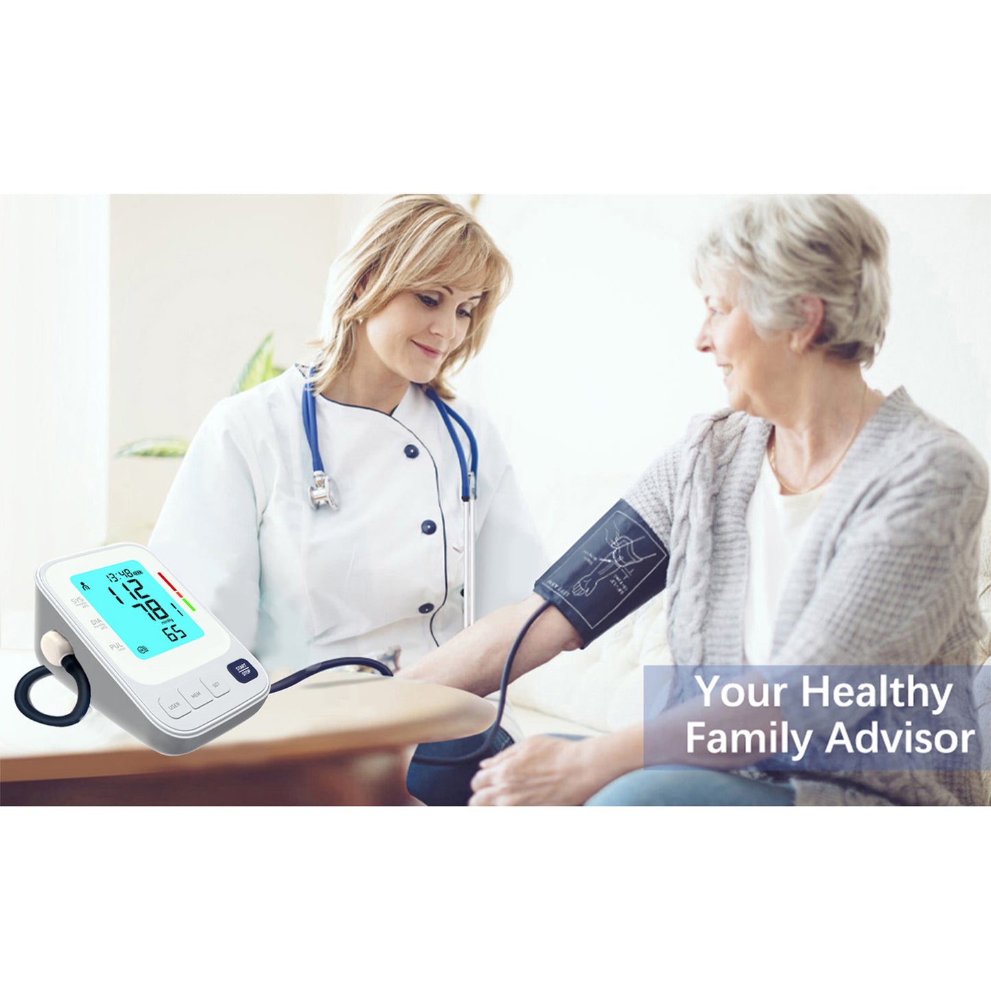 Blood Pressure Gauge LCD Display Smart Storage Portable Accurate Arm