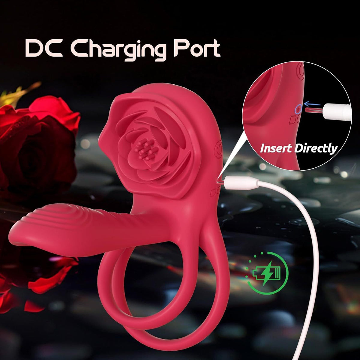 Double Motor Vibration Ring with Remote Control for Couples - Red Silicone
