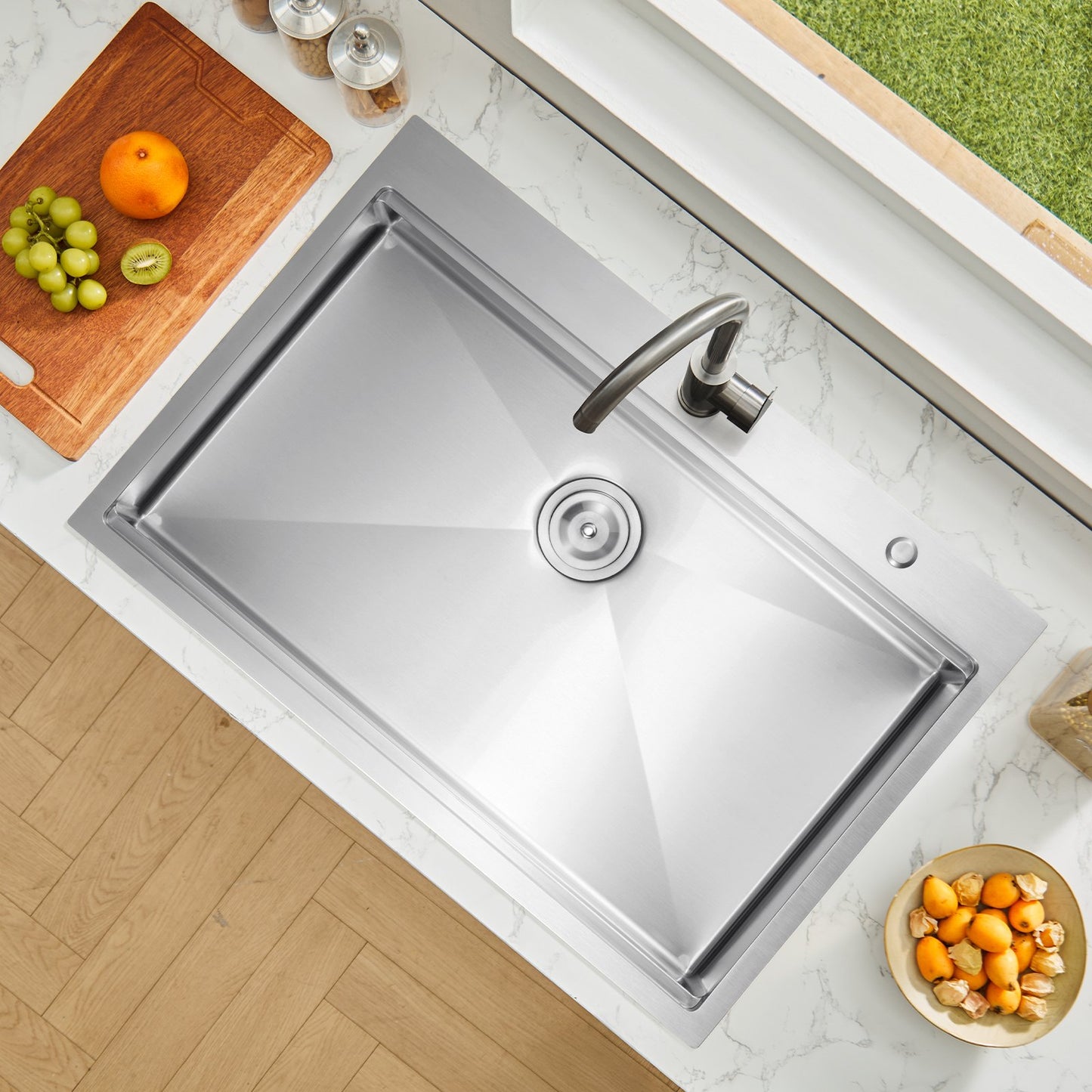33-Inch Stainless Steel Drop-In Kitchen Sink - Single Bowl