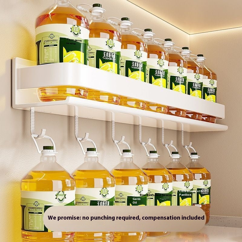 Milk White Kitchen Wall Rack - Multi-Purpose, Punch-Free Wall Shelf