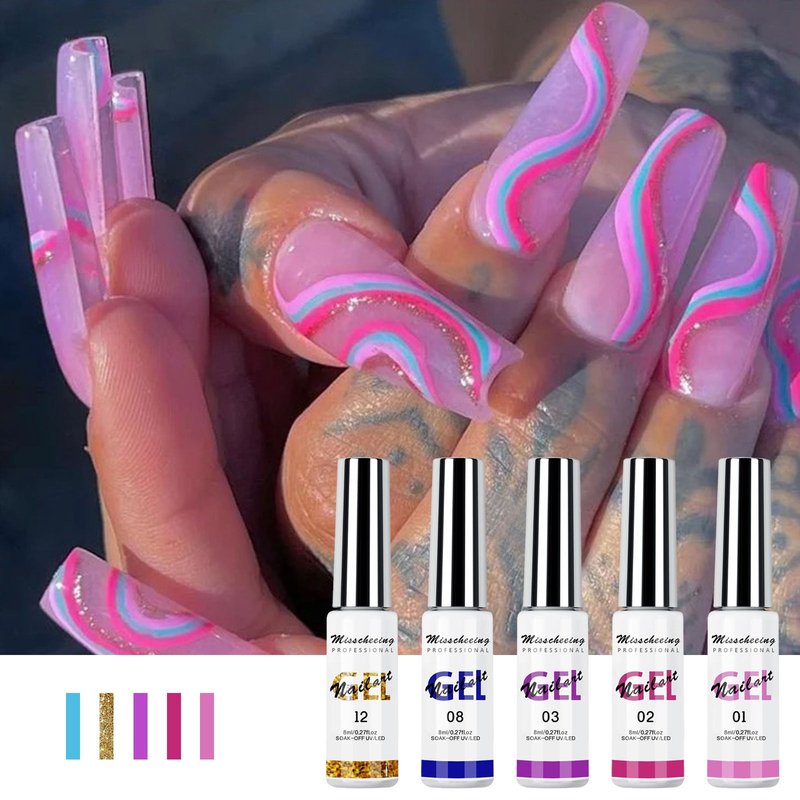12-Color Nail Art Glue Set