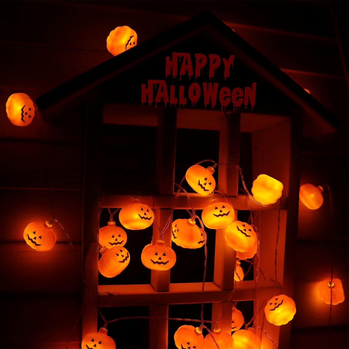 20 LED Pumpkin String Lights - 10 FT Waterproof Halloween Decor
