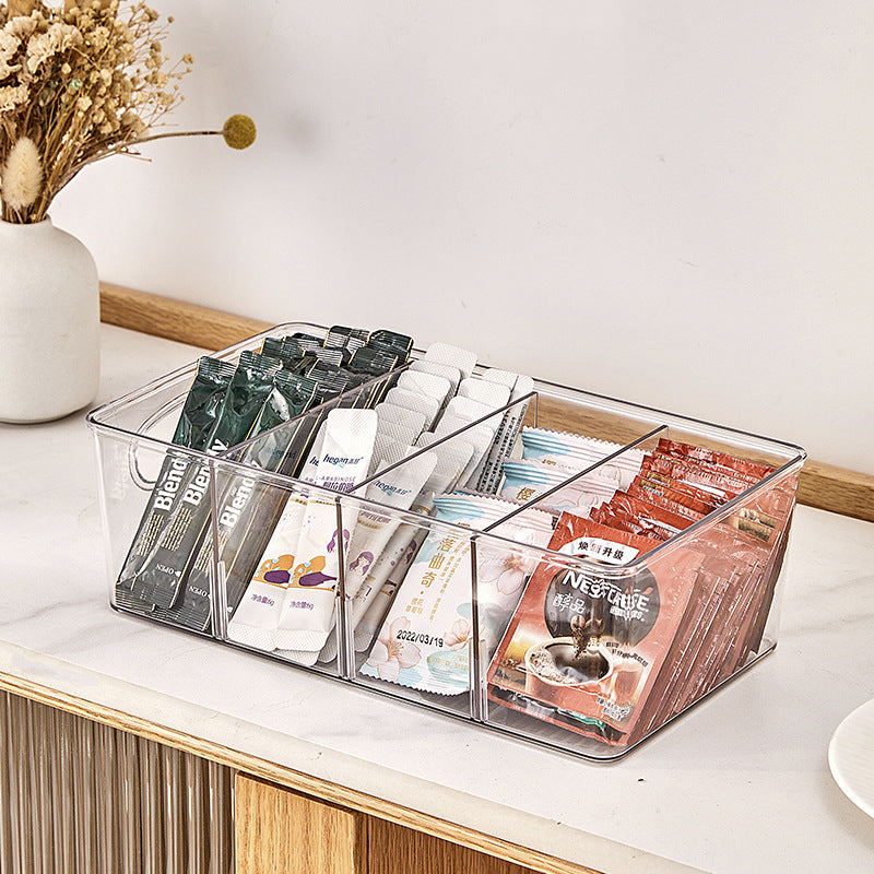 Transparent Plastic Storage Box for Tea and Kitchen Use 26.8x15.3x8.9 cm