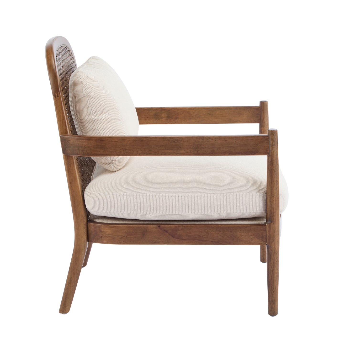 Mid-Century Modern Accent Chair Set - Light Brown & Beige Stripe
