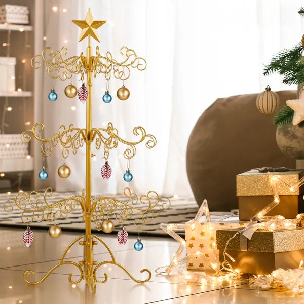 3ft Wrought Iron Christmas Tree Stand - Gold Ornament Display