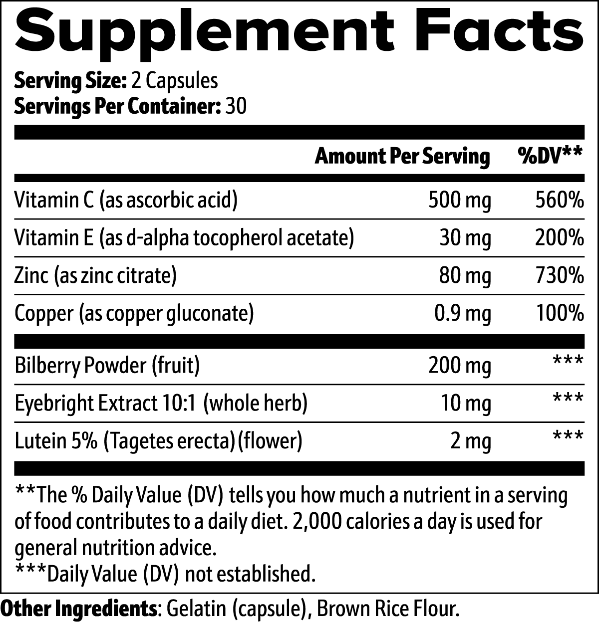 Vision Support Supplement - Eye Health Vitamins with Lutein & Bilberry