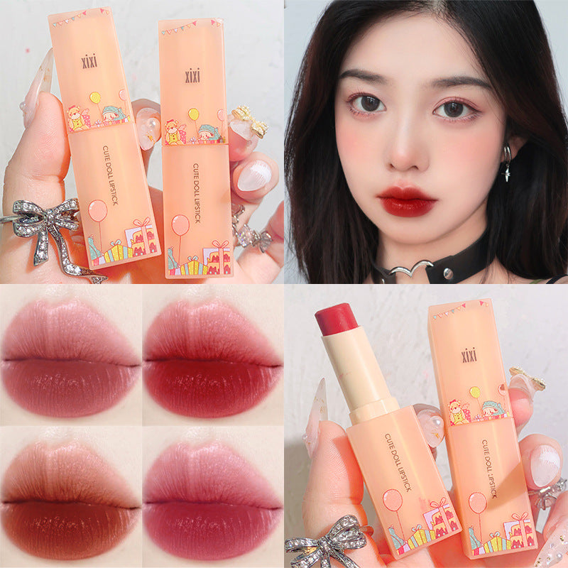 Moisturizing Waterproof Lipstick with Apricot Orange Square Texture - Clear Finish