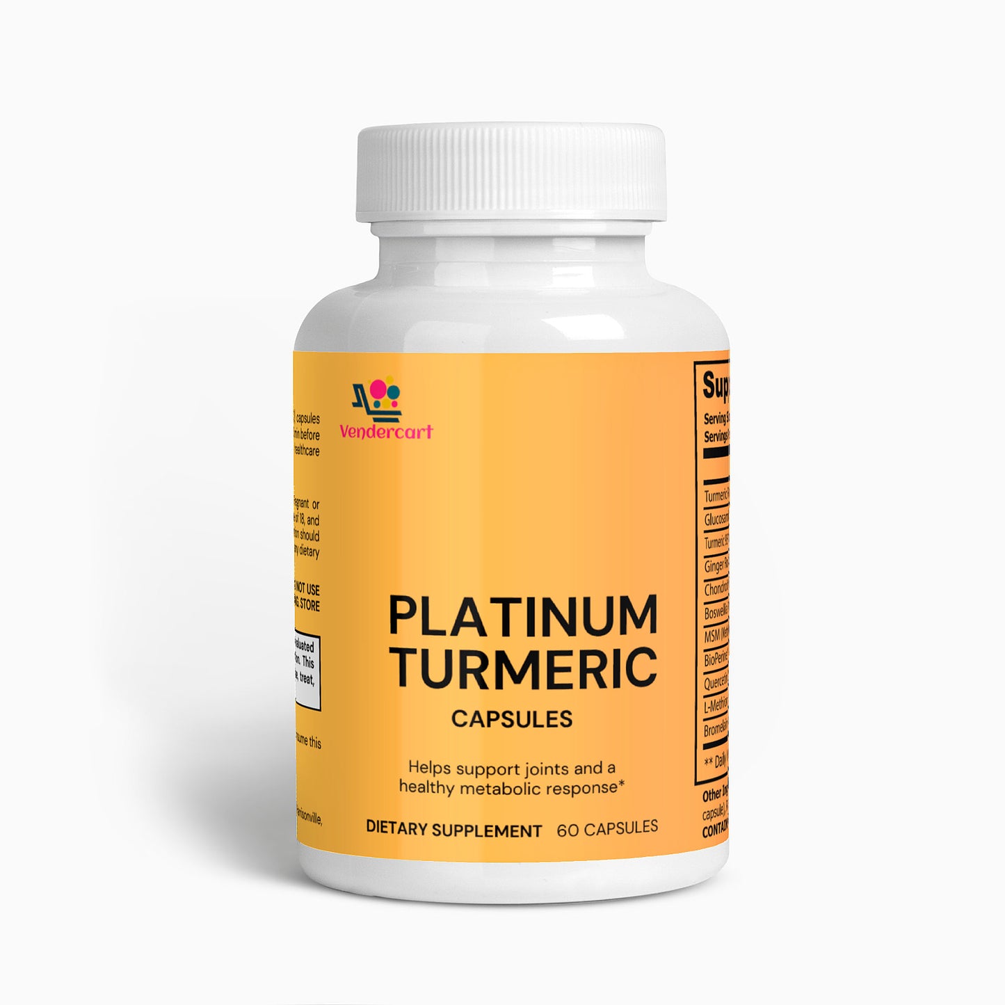 Platinum Turmeric Joint Support Supplement - 60 Capsules with Glucosamine