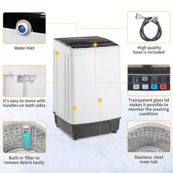 Full-Automatic Washing Machine Top Load Portable Compact Laundry