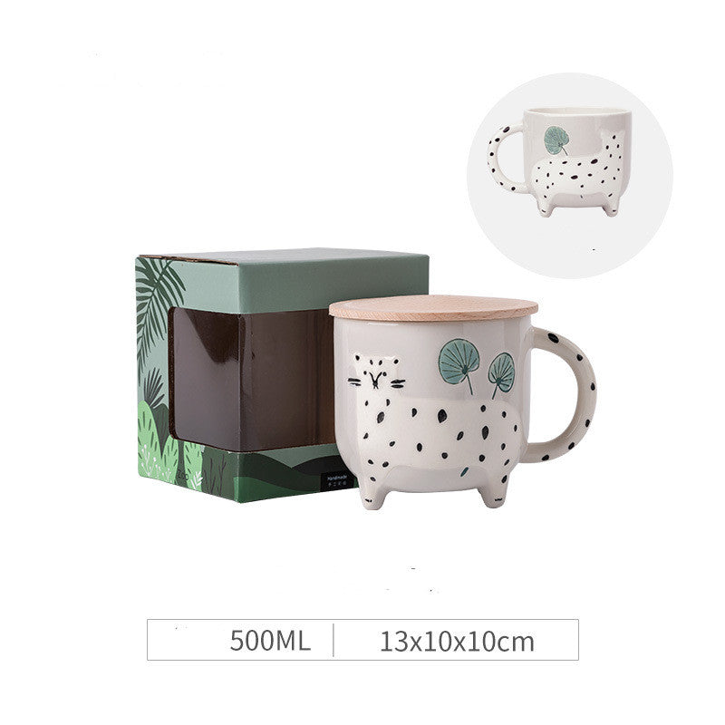 Cute Cartoon Animal Water Cup - Ceramic Alpaca Drinking Mug for Home & Kitchen